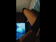 Sissy femboy jerks and cum watching two furrys kissing