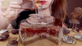 Asian Princess Yani ASMR Chocolate Feast Pt 9 in HD creamy puffy chocolate layer cake Cream LOVERS Food Porn Fetish Chewing Licks Noisy Swallowing Close-Up No Talking tight Red Lips