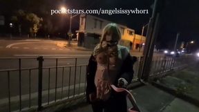 gagged sissy maid flashing her big tits in public before getting caught