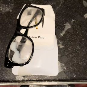 Shooting sperm on glasses and pocket protector