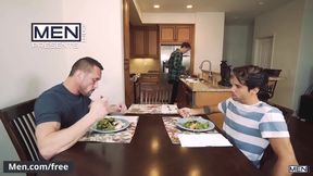 Titus GetsCaught Cheating, Ends Up Kissing Muscular Myles in Hot Bedroom Action