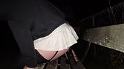 Sissy tries anal on a park bench