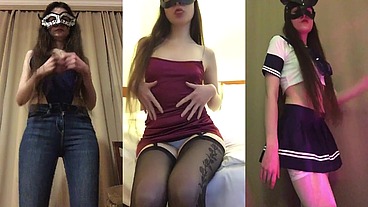 SFW TIKTOK COMPILATION Cute brunette girl #1 JuliaVeil : Stockings, leggings, skinny jeans