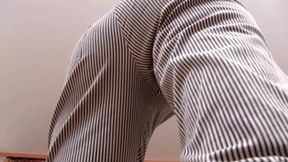 Clothed blonde dominates an imaginary partner on the floor, fc218h 720p