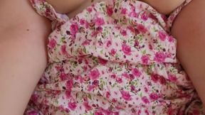 My Stepsister in Cute Dress with Hairy Pussy allows My Dick Pound Her