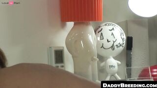 DaddyBreeding.com - Daddy puts his big bare cock deep in tight twink bottom until he