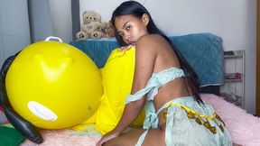Looner Camylle Blows Up A Huge Oversized Duckling Inflatable By Mouth