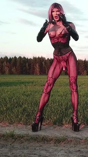 Memorable moment from &quot;Horny Sissy Stacy strolling through the field&quot;