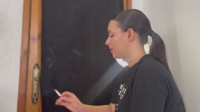 SANDY A THICK PONYTAIL HAIRSTYLE WITH A NOSE AND FRENCH BREATHING STYLE