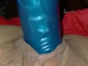 Fighting with my blue dildo