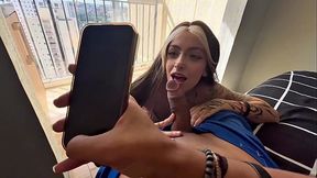 Skinny babe gives sloppy wet BJ with round booty