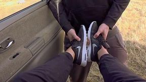 Outdoor Nike Deepthroat and Sneaker Cum with Kate Truu