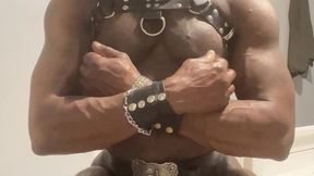 leather & latex solo perverted bodybuilder kinky titplay assplay & cum scenes