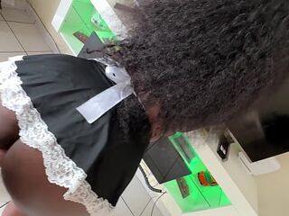 Breasty Black Maid Gets Her White Boss to Cum Twice