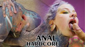 ”HARDCORE ass pumping - heavily Inked chick gets fucked by a big cock, balls deep - sloppy BJ, proapse, facial, gapes”