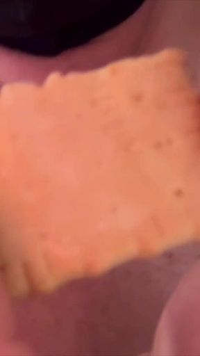 Locked Cock at the Hole - He Cums on a Cookie and Makes Me Eat It