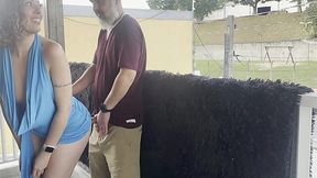 Big butted milf had sex with a guy she met on a party, on the balcony