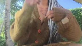 Mature woman pleasures herself in public