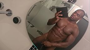 Towel hanging from my erect cock