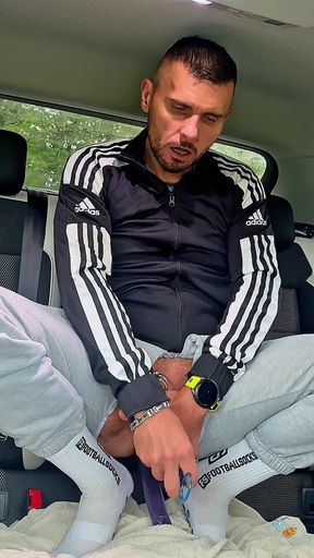 Chav-lad in a Tracksuit and White Socks Outside in Public Fun