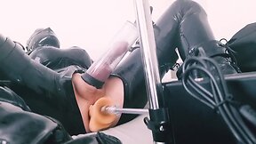 Latex bodysuit, anal fucking machine, anal spread, ping pong, pecker pump