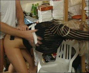 Slutty Blonde Maid Gets Fucked Doggystyle by the Chef in a Kitchen