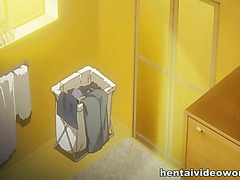 Hot blonde anime girl in bathroom fuck