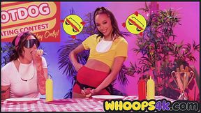 Wild Lesbian Threesome Together on Eating Contest