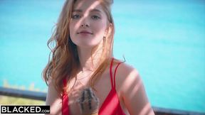 Beautiful Redhead Model cheating on the public beach with BBC