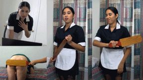 Maid eRica discovers your dirty fetish videos & paddles your ass!