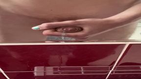 young twink jacks off and cums on mirror