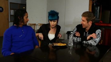 Blue Haired Doll Proxy Paige Takes Two Big Dicks at Once