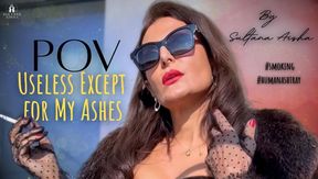 Du Bist Nur Mein Aschenbecher, Dreck -  **** Elegante Femdom Demütigung auf der Terrasse POV Smoking Goddess Sultana in Fur - german speaking with e