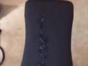 Protein shot post workout. Guy Jerks off & cums big on bench in home gym.