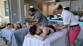 Stepmoms Getting a Much Needs Massage from One Another'_s Stepsons - Swapmilf
