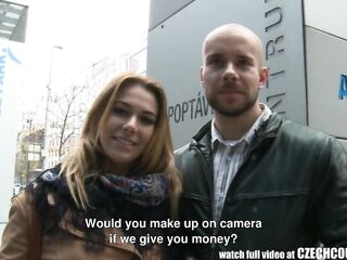 CZECHCOUPLES - Astounding Breasty Teen and Her BF Gets Cash for Public SEX