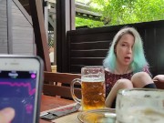 Remote orgasm control of my Stepsister in bar !