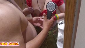 Sister-in-law was taking off clothes and drying them, suddenly the brother-in-law knocked and fucks her pussy