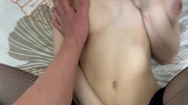 The best tits in the world climbed on a guy and jumps on top