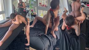 wetting up the massage table w/ majesty nasty