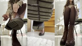 j enfile lentement mes bottines en cuir... pour mieux les retirer. collants ...