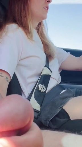 Risky Car Handjob While Driving  She Jerks Me Off Until I Explode   Clip 1
