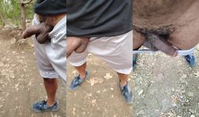 Out Hiking with a Rock Hard Cock Full Bladder Big Black Piss Outdoors