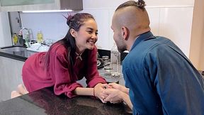 Wild kitchen fuck with hot skinny Latina and her ex bf