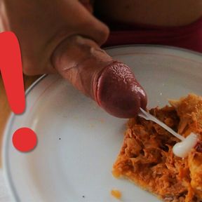 OMG eating a pie full of cum and proteins (Food cum fetish)