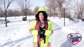 Busty Quebecer Eva shows off her big tits and takes it in the ass