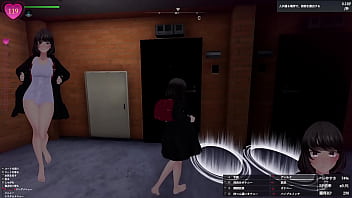 【プレイ動画008】白水着JSがマンションのエレベーターでディ〇ド＆聖水放出してたら住人乗ってきて大焦り！秘密のエクスポーズ バレないように露出するマナカさん