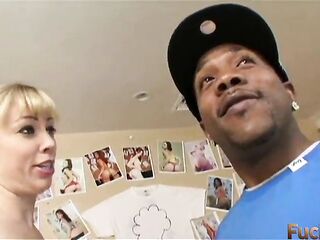 Blond Adrianna Nicole Takes Shorty's Thick Ebony Rod
