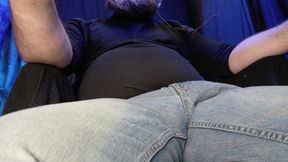 Hard Uncut Cock Stroking Though Blue Jeans