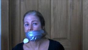 Milf jogger self gagged with her own sweaty panties!